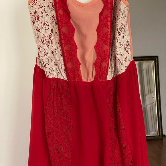 Red lacy semi formal sun dress - Picture 2 of 6